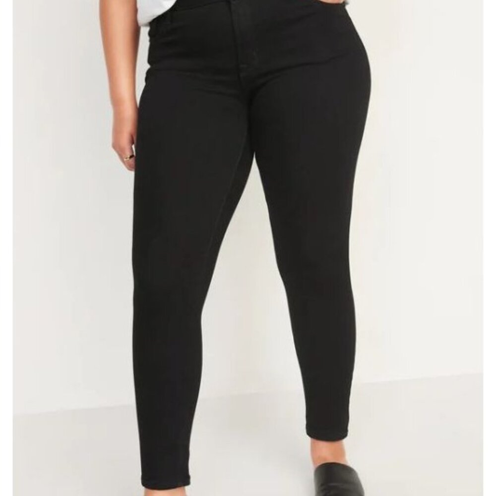 New! Old Navy Rockstar Super Skinny Black Denim Jeans Size 26 Short Flat Front